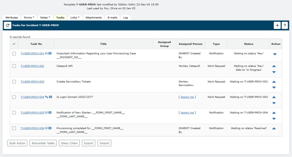 User Provisioning Tasks in workflow automation software